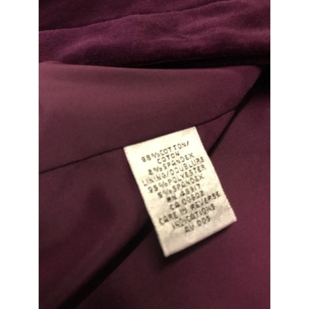 Calvin Klein Women's Cropped Blazer Plum 3 Hidden Button Lined Velour Size 2 - Picture 9 of 12
